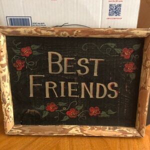 Vintage Homemade Wood ‘Best Friends’ Picture 13”x10”